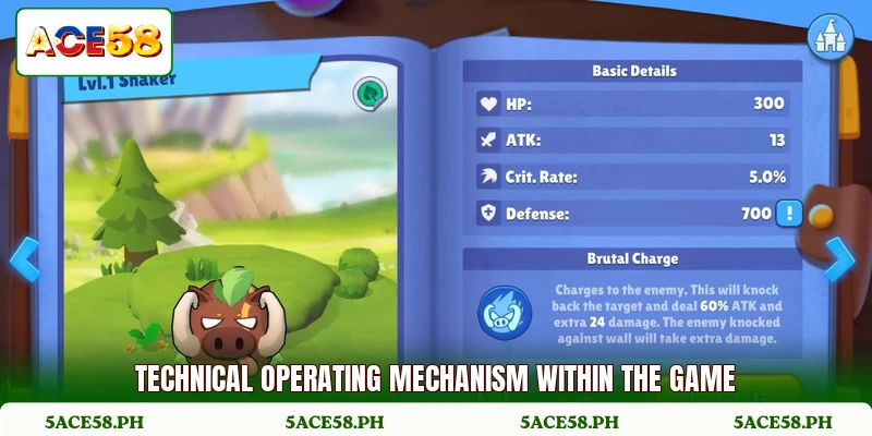 Technical operating mechanism within the game